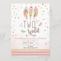 Zwei Wild Birthday Girl Pink Gold 2nd Boho Feather