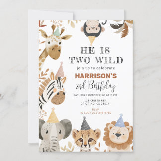 Zwei wild lebende Party Jungle Safari Tiere Geburt Einladung