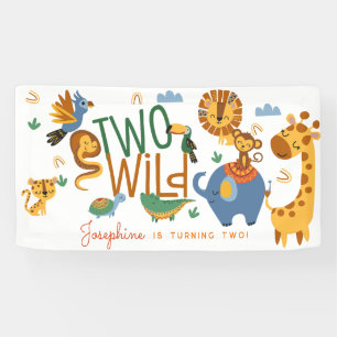 Zwei wild lebende Safari-Tiere Kindergeburtstag Pa Banner