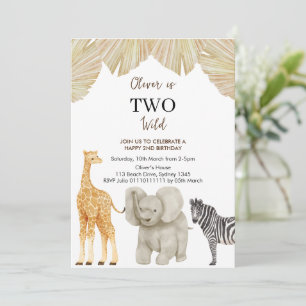ZWEI WILD Safari Thema 2. Geburtstag Einladung