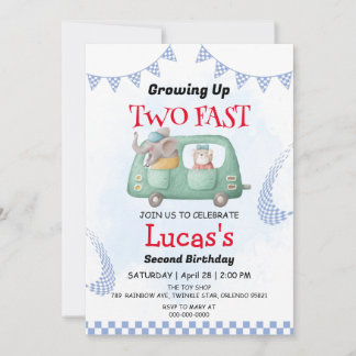 Zwei Wilddschungelwale Race 2. Geburtstag Party Einladung