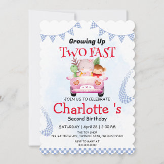 Zwei Wilddschungelwale Race 2. Geburtstag Party Einladung