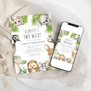 Zwei wilde australische Tiere zur Geburtstagsfeier Einladung
