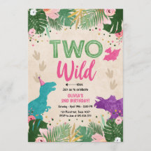 Zwei Wilde Dino Party Girl Pink Dinosaur Geburtsta