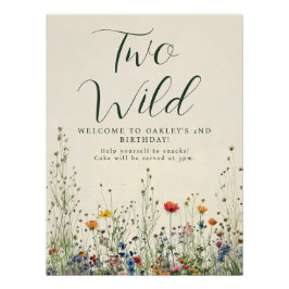 Zwei wilde Geburtstag - Boho Cream Wildblumenposte Poster