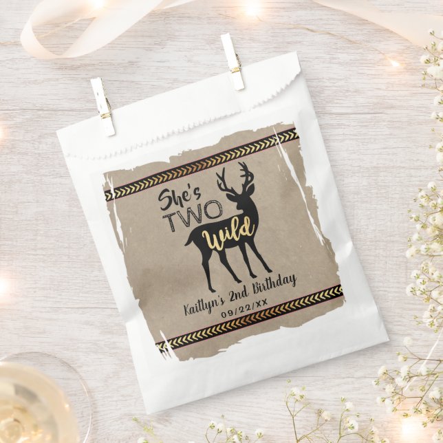 Zwei wilde Girls Woodland Deer 2. Geburtstag Geschenktütchen (Ausgeschnitten)