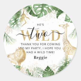 Zwei wilde Jungle Greenery & Gold Vielen Dank zum Runder Aufkleber