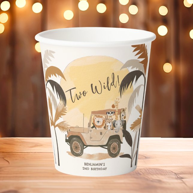 Zwei wilde Jungle Tiere 2. Geburtstag Pappbecher (Von Creator hochgeladen)