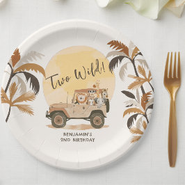 Zwei wilde Jungle Tiere 2. Geburtstag Pappteller