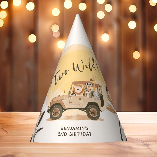 Zwei wilde Jungle Tiere 2. Geburtstag Partyhütchen (Von Creator hochgeladen)