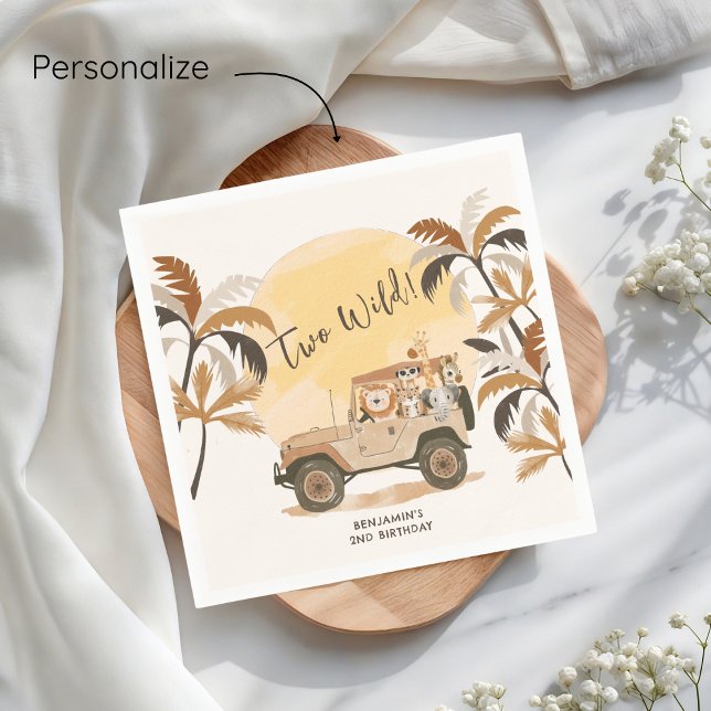 Zwei wilde Jungle Tiere 2. Geburtstag Serviette (Von Creator hochgeladen)