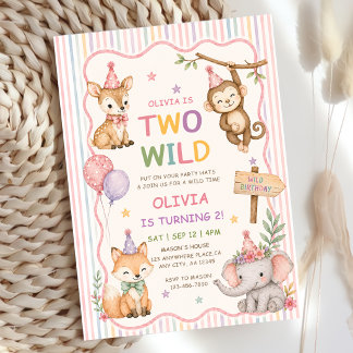 Zwei wilde Party-Tiere Safari-Junge Geburtstag  Einladung