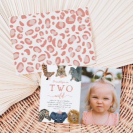 Zwei wilde Safari Tiere Mädchen Geburtstag Foto Einladung