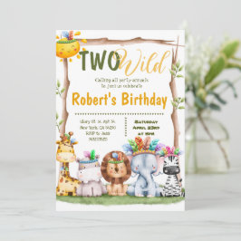 Zwei wilde Safari Tiere Stamm Geburtstag Einladung