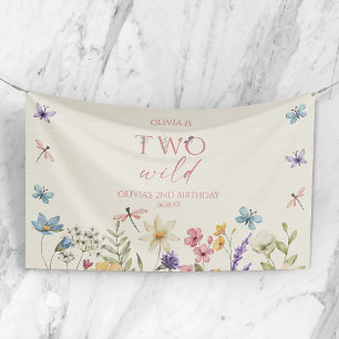 Zwei Wilde Wildblumen-Wildblumen-2. Geburtstagsfei Banner