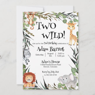Zwei wilde zweite Geburtstagsfeier Einladung