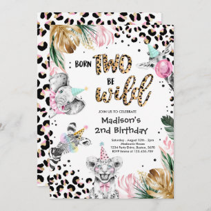 Zwei Wildleopard Print Safari Tiere Geburtstag Einladung