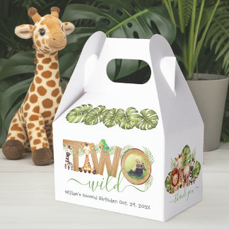 Zwei Wildtiere 2. Geburtstag Jungle Foto Geschenkschachtel