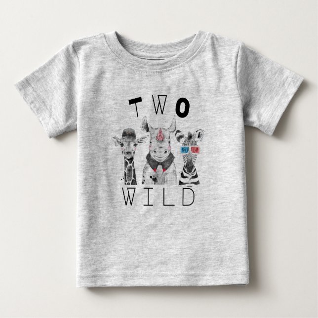 Zwei Wildtiere | 2. Geburtstag T Shirt (Vorderseite)