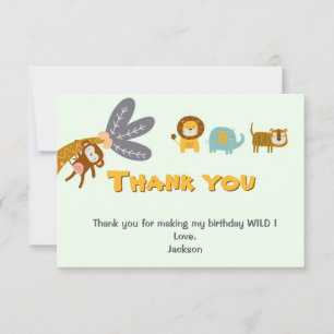 Zwei Wildtiere zum zweiten Geburtstag Niedliche Sa Dankeskarte