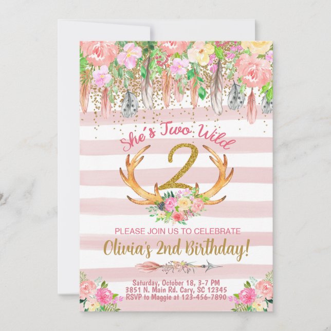 Zwei Wildwaldliebhaber laden zum Geburtstag ein. Einladung (Vorderseite)