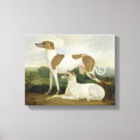 Zwei Windhunde in einer Landschaft (Öl auf Leinwan