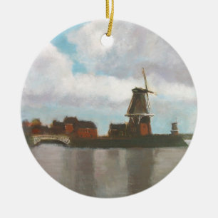 Zwei Windmühlen, die Verzierung malen Keramik Ornament