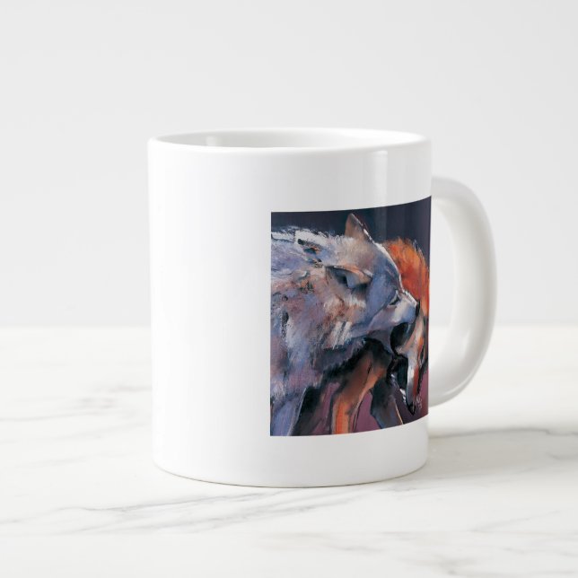 Zwei Wölfe Jumbo-Tasse (Vorderseite Rechts)