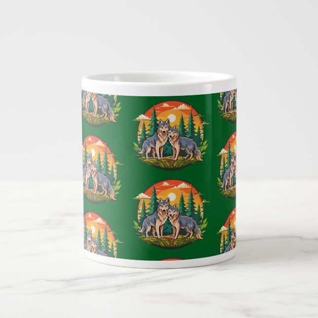Zwei Wölfe Jumbo-Tasse (Vorderseite)
