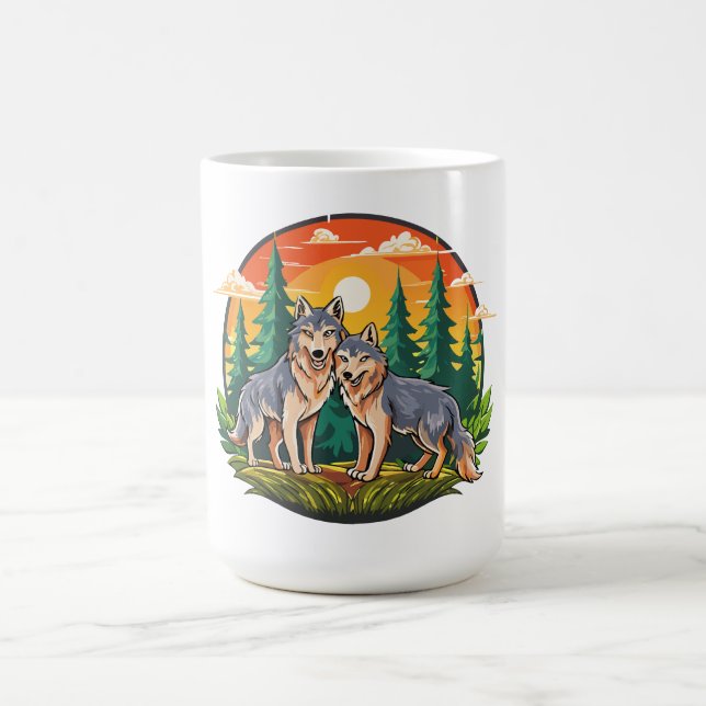 Zwei Wölfe Kaffeetasse (Mittel)