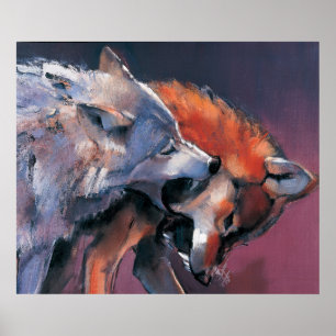 Zwei Wölfe Poster