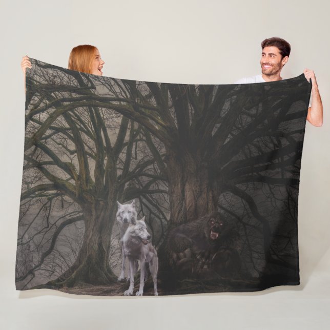 ZWEI WOLVEN UND EIN WEREWOLF FLEECEDECKE (Beispiel)