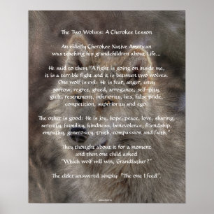 ZWEI WOLVES CHEROKEE TALE Art Poster