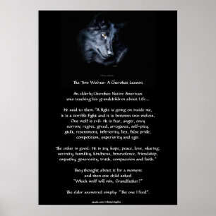 ZWEI WOLVES CHEROKEE TALE Art Poster