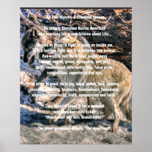 ZWEI WOLVES CHEROKEE TALE Art Poster