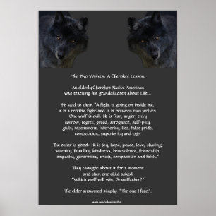 ZWEI WOLVES CHEROKEE TALE Art Poster