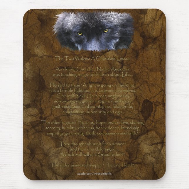 ZWEI WOLVES CHEROKEE TALE Indianer Mousepad (Vorne)