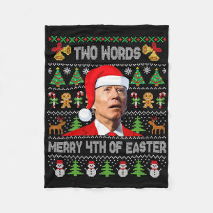 Zwei Wörter Frohe 4. Ostern Joe Biden Weihnachten Fleecedecke