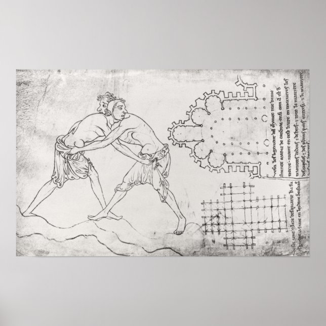 Zwei Wrestler, Plan einer Zisterzienserkirche Poster (Vorne)