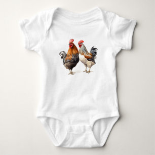 Zwei wunderschöne Hütten, Hühner, Babygeschenk Baby Strampler