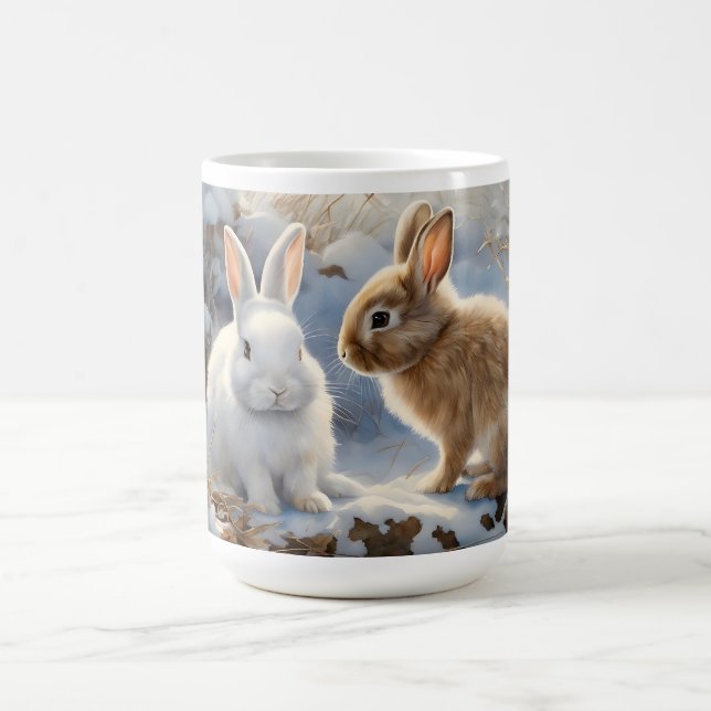Zwei wunderschöne sonnige Kaninchen braun und weiß Kaffeetasse (Mittel)