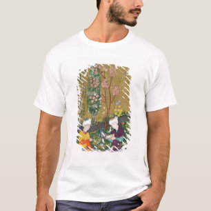 Zwei Zahlen, die in einem Obstgarten lesen und T-Shirt