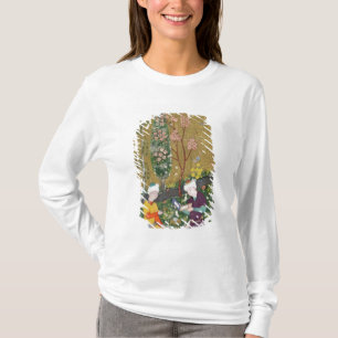 Zwei Zahlen, die in einem Obstgarten lesen und T-Shirt