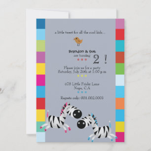 Zwei Zebras - Geburtstagsparty mit blauen Zwilling Einladung