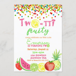 Zwei-zu-frutti 2. Geburtstag Tutti Frutti Wasserco Einladung
