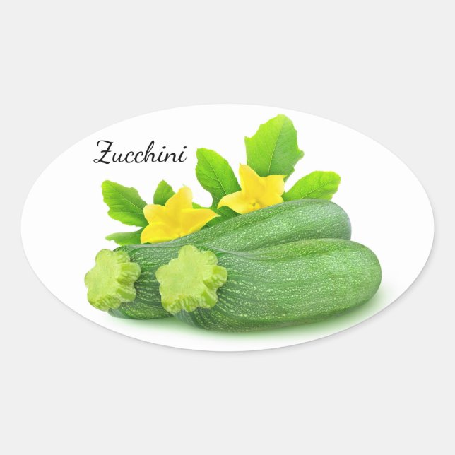 Zwei Zucchini Ovaler Aufkleber (Vorderseite)