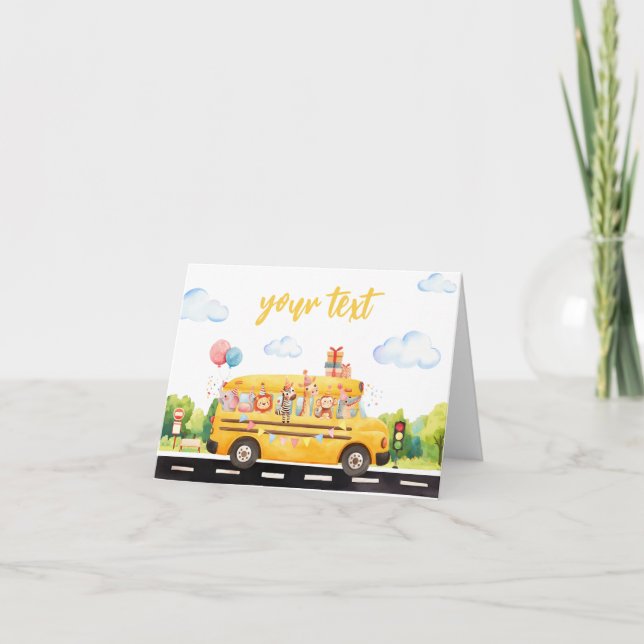 Zwei zwei Schulbusse - Esszeitszeichen Dankeskarte (Vorderseite)