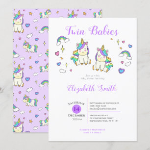 Zweibettzimmer Niedliche Einhorn-Babydusche Einlad Einladung