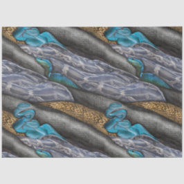 Zweifarbige blau, schwarz und gelb-braun Reptilien Seidenpapier