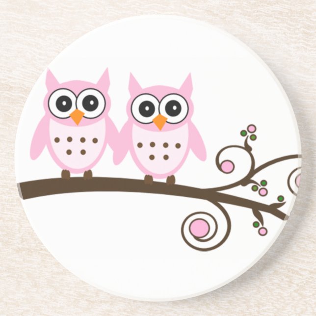 Zweifarbige Owls auf brauner Zweigniederlassung Untersetzer (Vorne)
